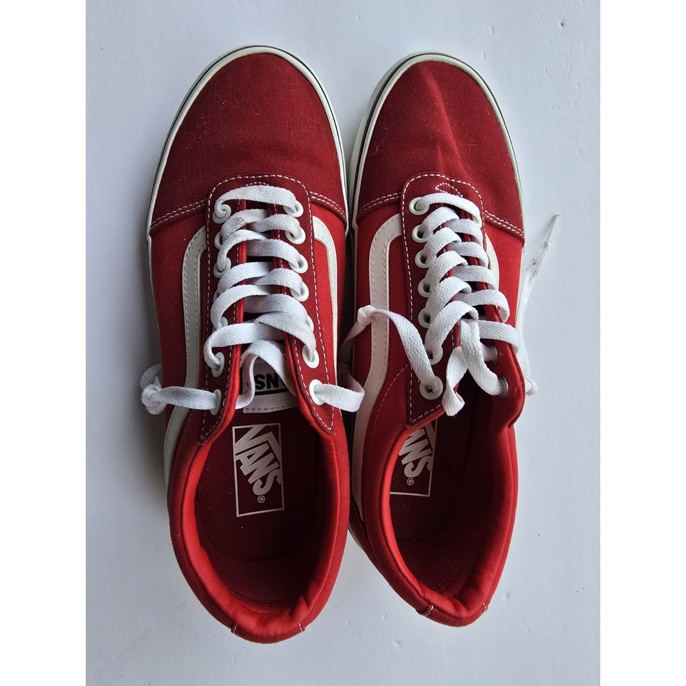 Vans Old Skool Red & White Sneakers – Size 8.5 Men Classic Skate Style - Picture 5 of 9